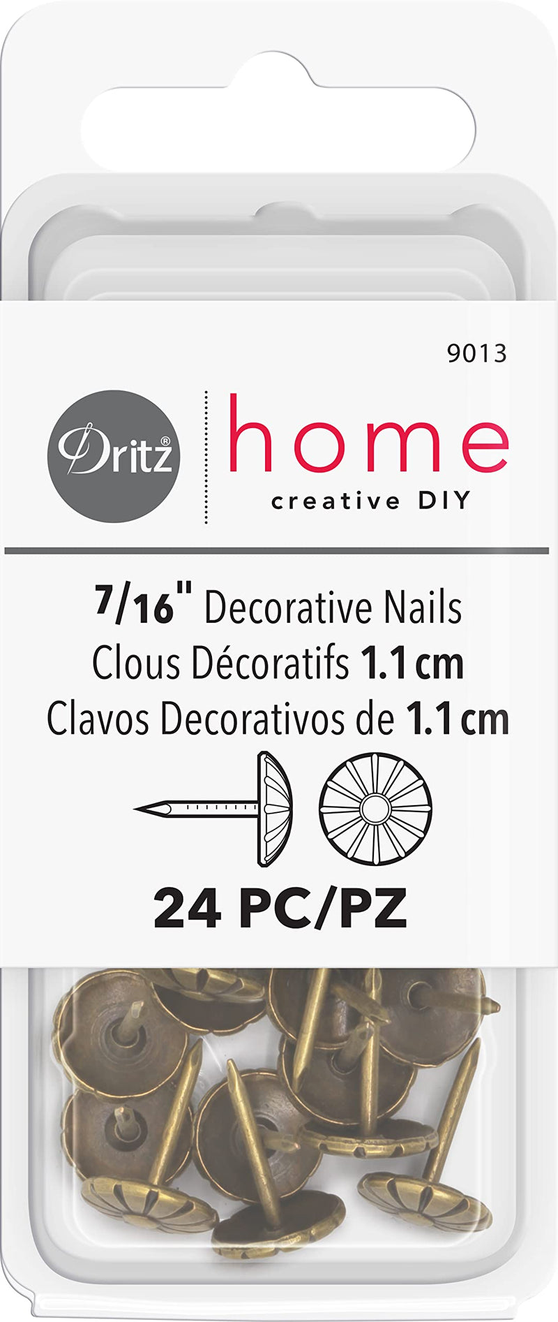 [Australia - AusPower] - Dritz Home 9013 Daisy Decorative Nails, 7/16-Inch, Antique Brass (24-Piece) 24-Piece 