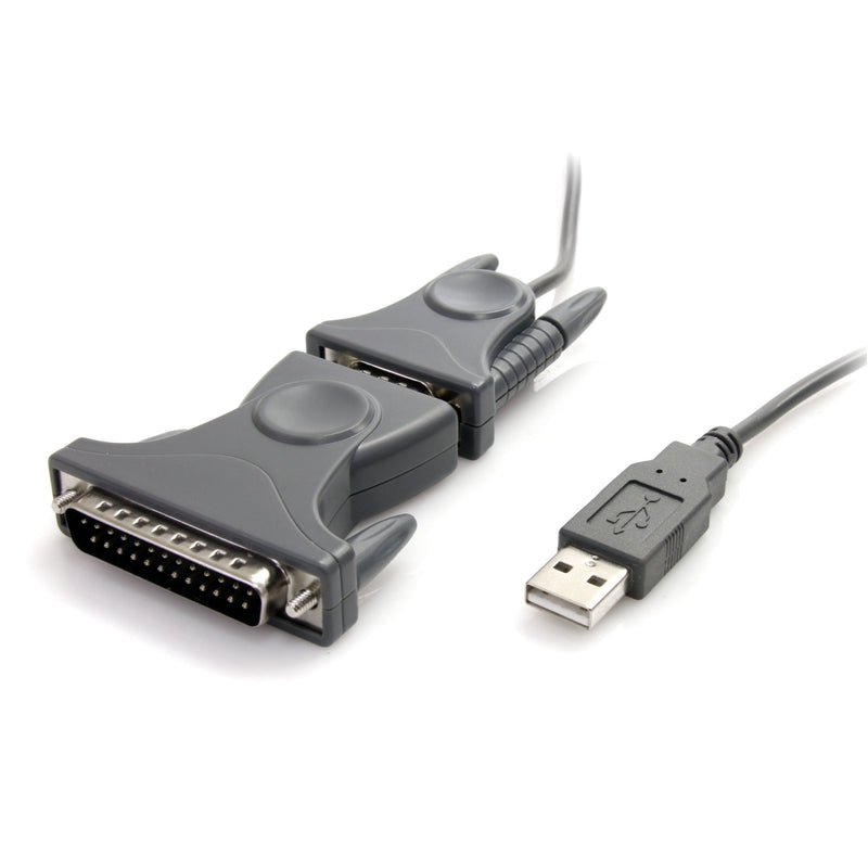 [Australia - AusPower] - StarTech.com USB to Serial Adapter - 3 ft / 1m - with DB9 to DB25 Pin Adapter - Prolific PL-2303 - USB to RS232 Adapter Cable (ICUSB232DB25),Gray DB9 or DB25 