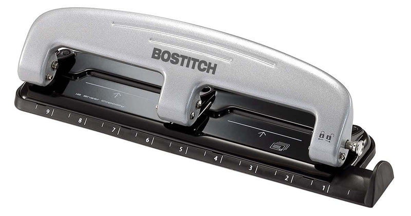 [Australia - AusPower] - PaperPro inPRESS 12 Reduced Effort Three-Hole Punch, Silver/Black (2101) 12 Sheet Black 