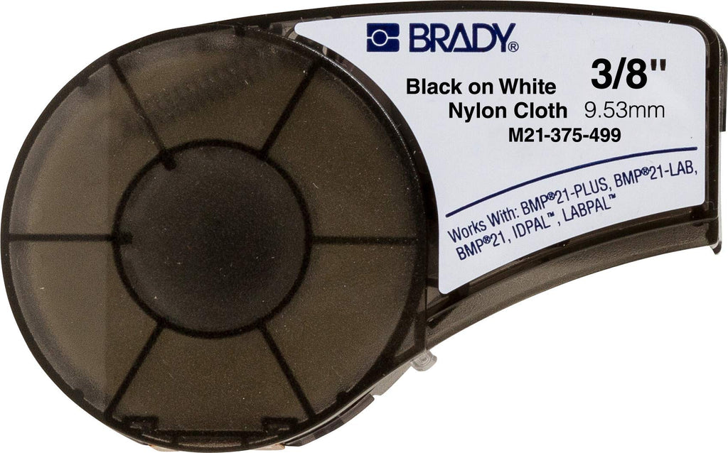 [Australia - AusPower] - Brady Authentic (M21-375-499) Multi-Purpose Nylon Label for General Identification, Wire Marking, and Laboratory Labeling, Black on White material - Designed for BMP21-PLUS and BMP21-LAB Label Printers, .375" Width, 16' Length M21-375-499 