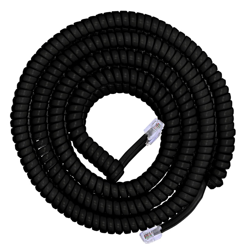 [Australia - AusPower] - Power Gear Coiled Telephone Cord, 4 Feet Coiled, 25 Feet Uncoiled, Phone Cord works with All Corded Landline Phones, For Use in Home or Office, Black, 76139 1 Pack 