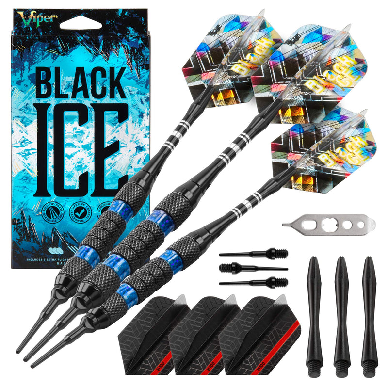 [Australia - AusPower] - Viper Black Ice Soft Tip Darts Blue Rings 18 Grams 