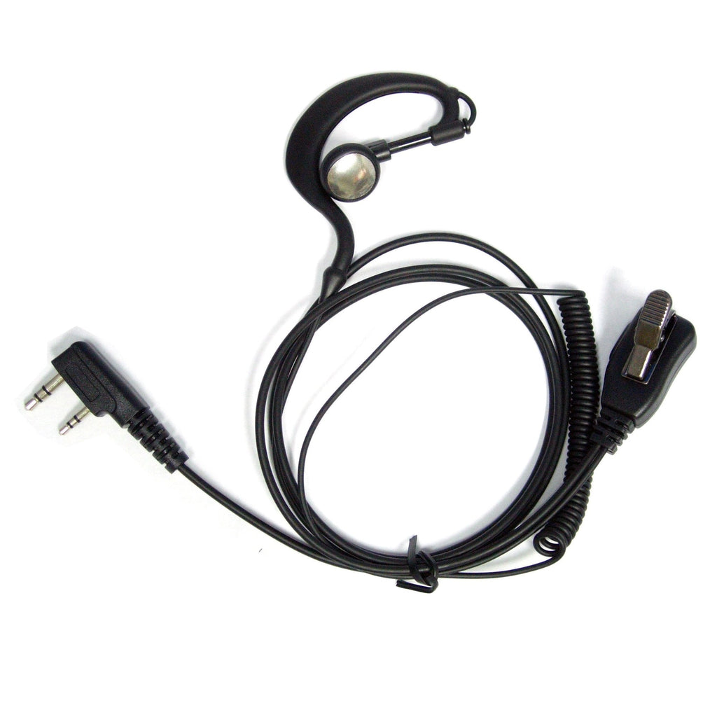 [Australia - AusPower] - Maximal Power 2-Pin Adjustable C-Shaped Earpiece with Rubber Earhook and Earbud for Kenwood 2 way Radios (Black) Standard Packaging 