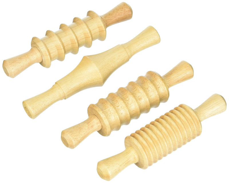 [Australia - AusPower] - Creativity Street AC3748DI Clay and Dough Pattern Rolling Pin Set, 8-1/4" Size, Wood (Pack of 4) 