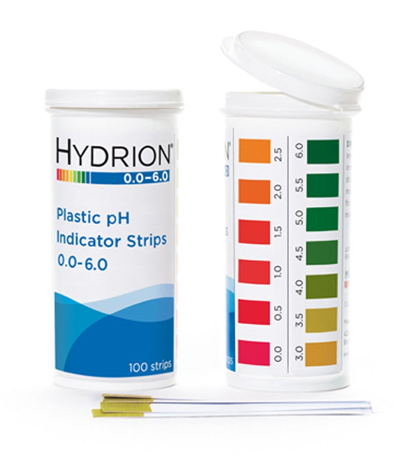 [Australia - AusPower] - Micro Essential Lab 9200 Hydrion Spectral Plastic pH Test Strips, 0.0 - 6.0, 100 strips/vial (case of 6 vials) 