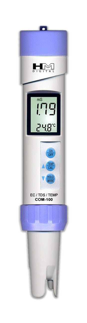 [Australia - AusPower] - HM Digital COM-100 HMDCOM100 Waterproof EC/TDS And Amp Temperature Combo Meter, 2.1&quot x 2.9&quot x 8.9&quot, White/Purple 