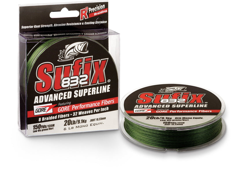 [Australia - AusPower] - Sufix 832 Advanced Superline Braid - 150 yards Low Vis Green 6 lbs 
