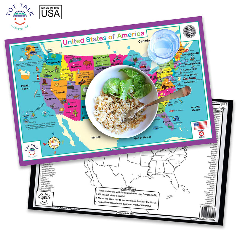 [Australia - AusPower] - Tot Talk United States of America Placemat, Double-sided, Made in the USA 