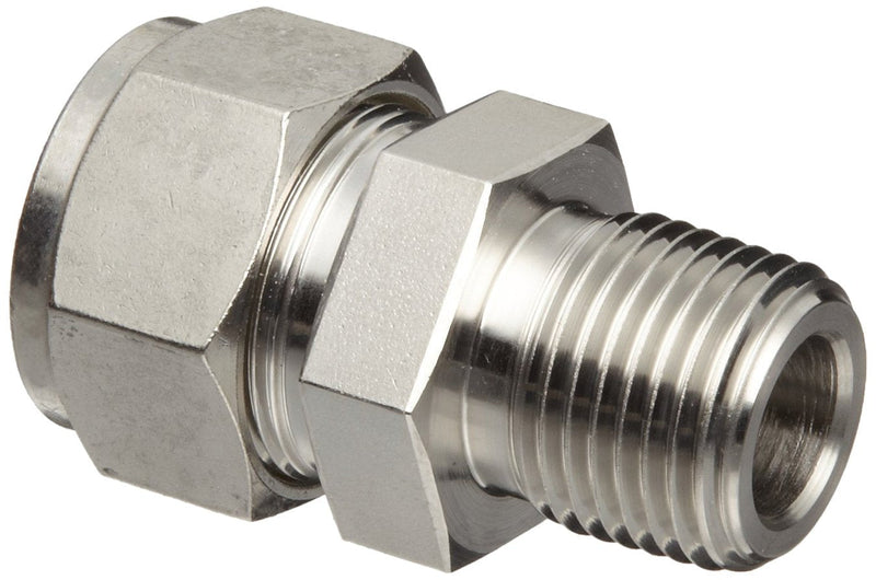 [Australia - AusPower] - Brennan N2404-08-06-SS Stainless Steel Compression Tube Fitting, Straight Adapter, 1/2" Tube OD x 3/8" NPT Male 1/2" x 3/8" 