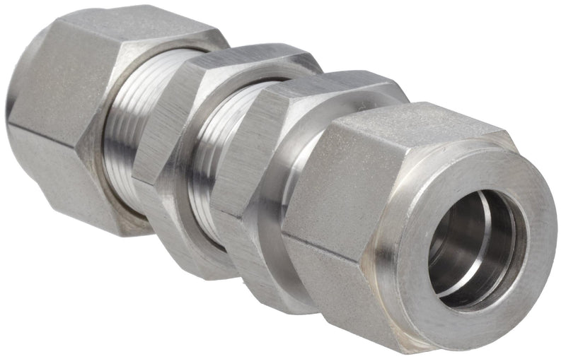 [Australia - AusPower] - Brennan N2700-LN-06-06-SS Stainless Steel Compression Tube Fitting, Bulkhead Union, 3/8" Tube OD 3/8 Inch 