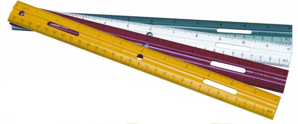 [Australia - AusPower] - Charles Leonard Double Bevel Plastic Ruler with Raised Measurement Calibrations, UPC Coded, 12 Inches, Assorted Colors (9 Each Green/Red/Yellow/White), 36-Pack (80412) 