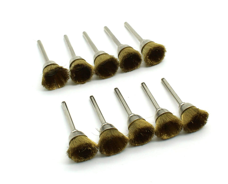 [Australia - AusPower] - TEMO 10 pc Brass Rotary 1/2 Inch Cup Wire Brush Wheel #536 with 1/8 Inch Shank Compatible for Dremel Rotary Tools Brass Cup 