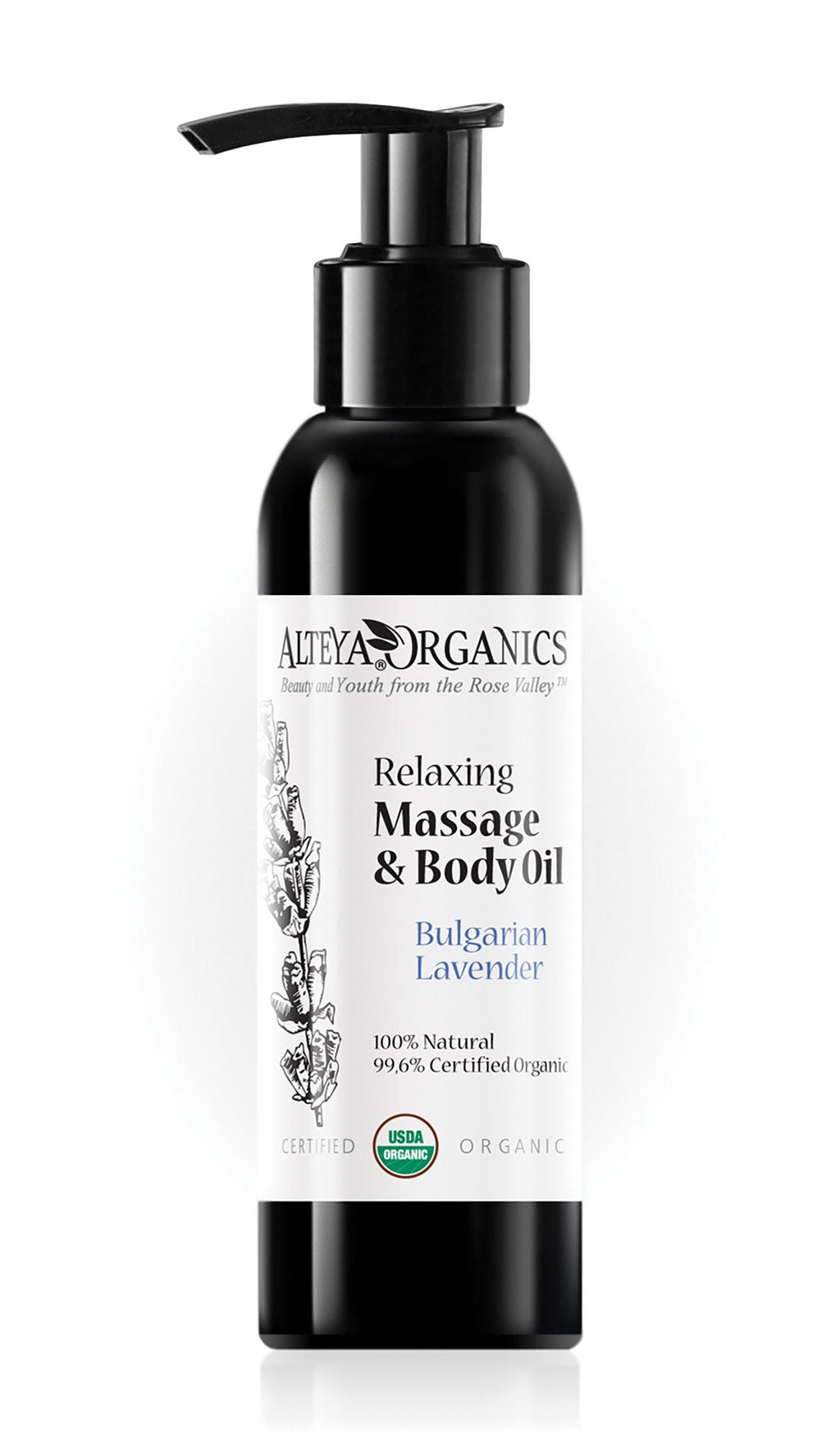 [Australia - AusPower] - Alteya Organics Massage Oil Lavender USDA Certified Organic Massage Lotion, 4.23 Fl Oz/125 ml Calming and Nourishing 