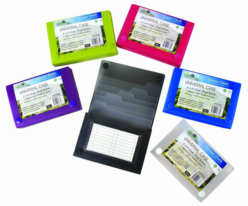 [Australia - AusPower] - Green Oath 3 x 5 Inches Index Card Case, 5 Individual Index Dividers, Snap Button Closure, Set of 12 in 6 Assorted Colors, 2 Each of Blue, Hot Pink, Snow, Purple, Green, Graphite (50250-2073) 