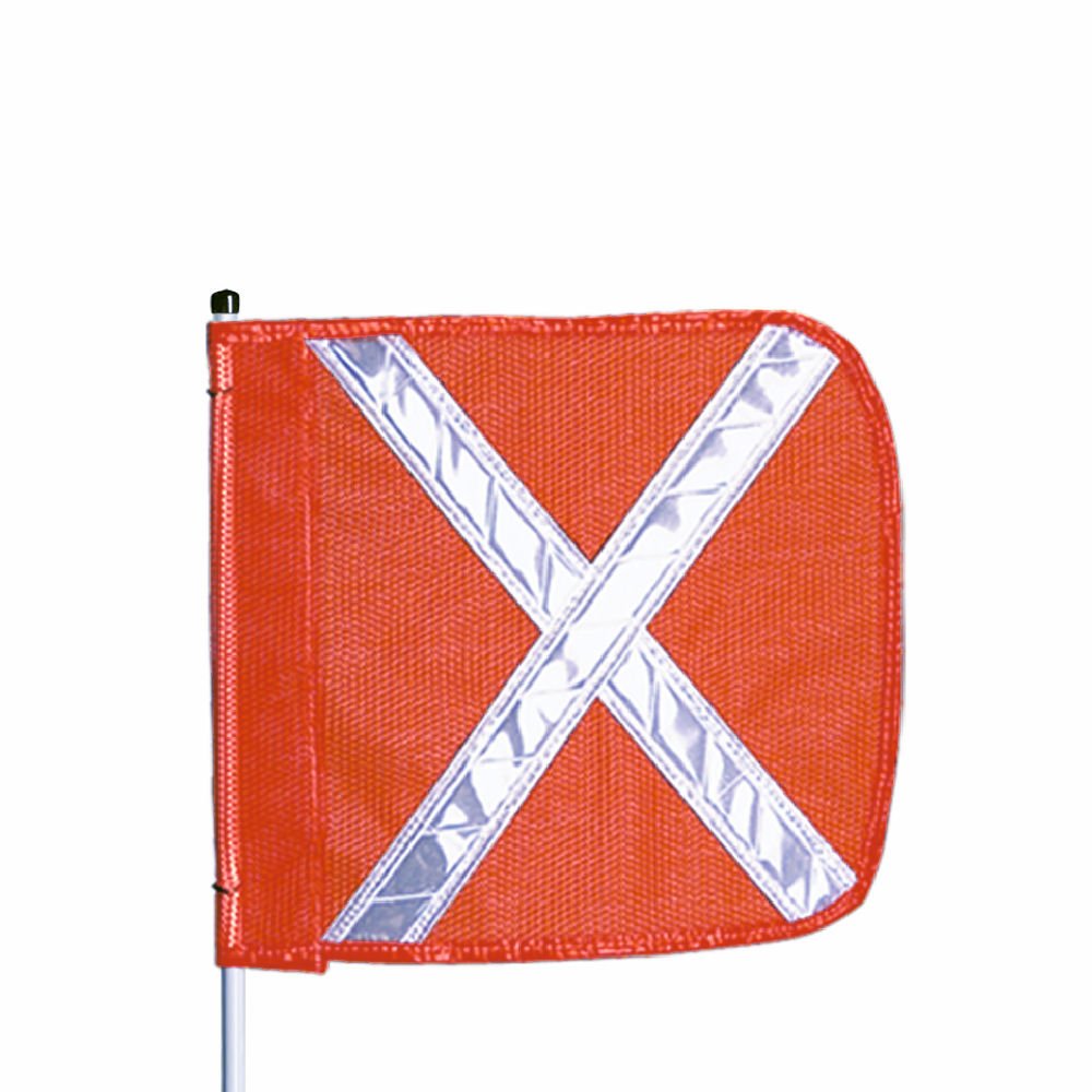 [Australia - AusPower] - Flagstaff FS3 Safety Flag with Reflective X, Threaded Hex Base, 12" Overall Length, 11" Overall Width, Orange (Pack of 1) 3 Feet 12" L X 11" W 