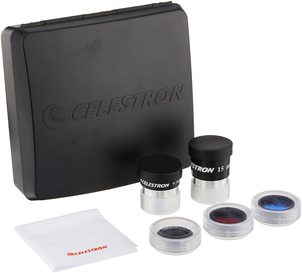 [Australia - AusPower] - Celestron - PowerSeeker Telescope Accessory Kit - Includes 2x 1.25" Kellner Eyepieces, 3 Colored Telescope Filters, and Cleaning Cloth - Telescope Eyepiece Kit for Beginners 