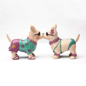 [Australia - AusPower] - Chihuahua Beach Style 3 1/2'' tall Magnetic Salt and Pepper Shakers 