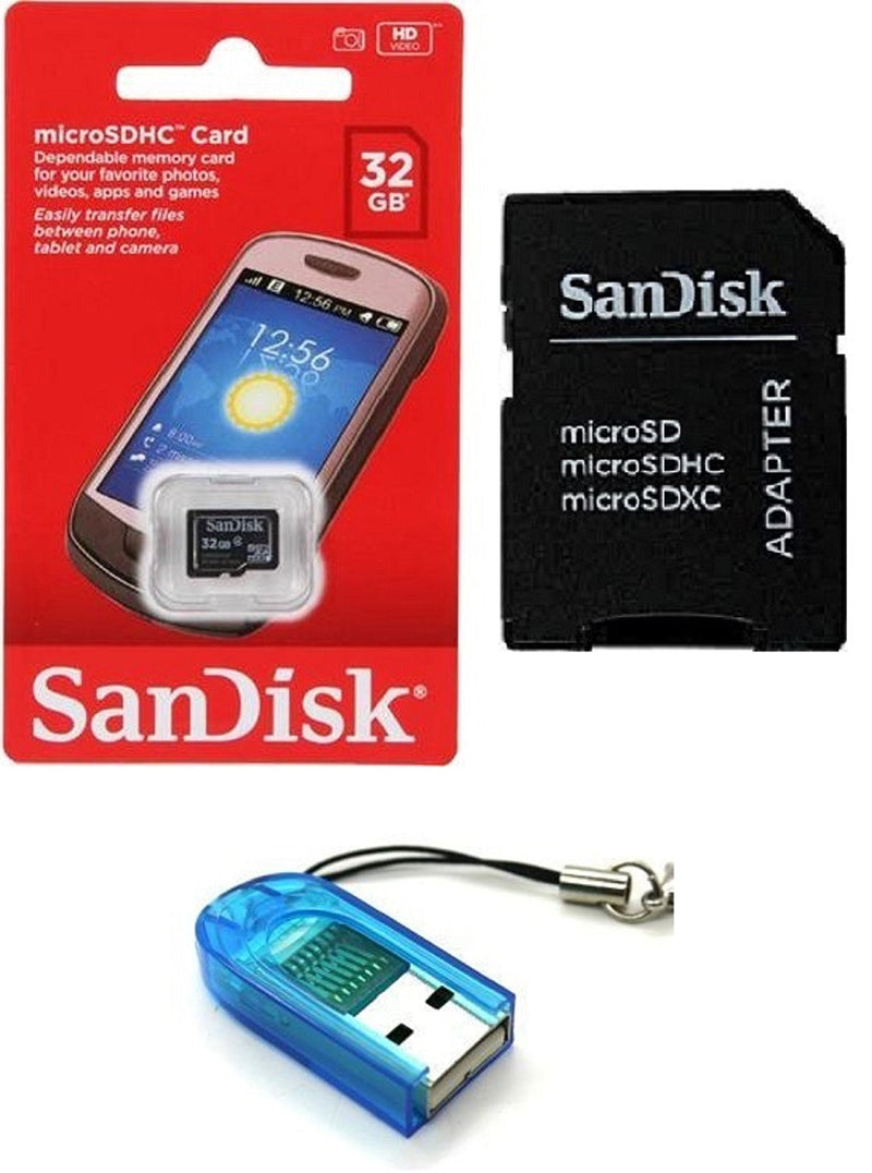 [Australia - AusPower] - Sandisk 32GB Class 4 MicroSDHC MicroSD C4 TF Flash Memory Card with SD Adapter and USB SD Card Reader/Writer #R13 (Bulk Packaged) 