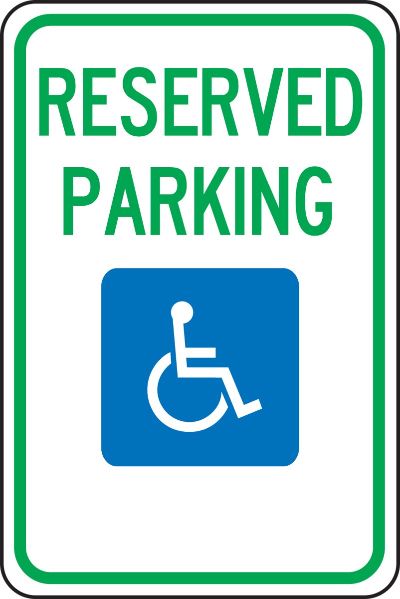 [Australia - AusPower] - Accuform FRA216RA Engineer-Grade Reflective Aluminum Handicapped Parking Sign (Federal), Legend"Reserved Parking" with Graphic, 18" Length x 12" Width x 0.080" Thickness, Green/Blue on White 