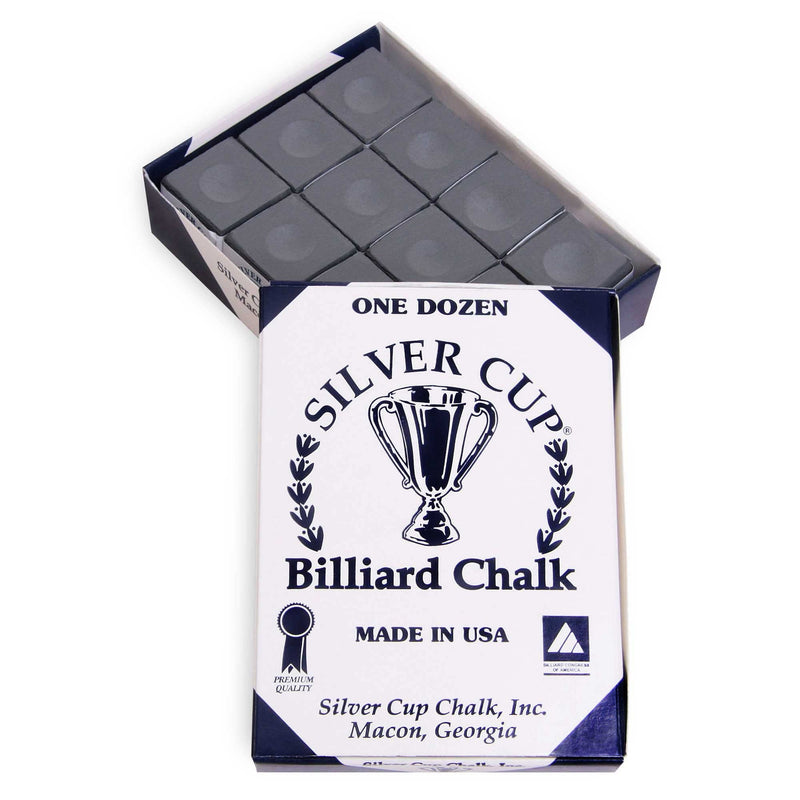 [Australia - AusPower] - SILVER CUP Billiard CHALK - ONE DOZEN (Charcoal) 
