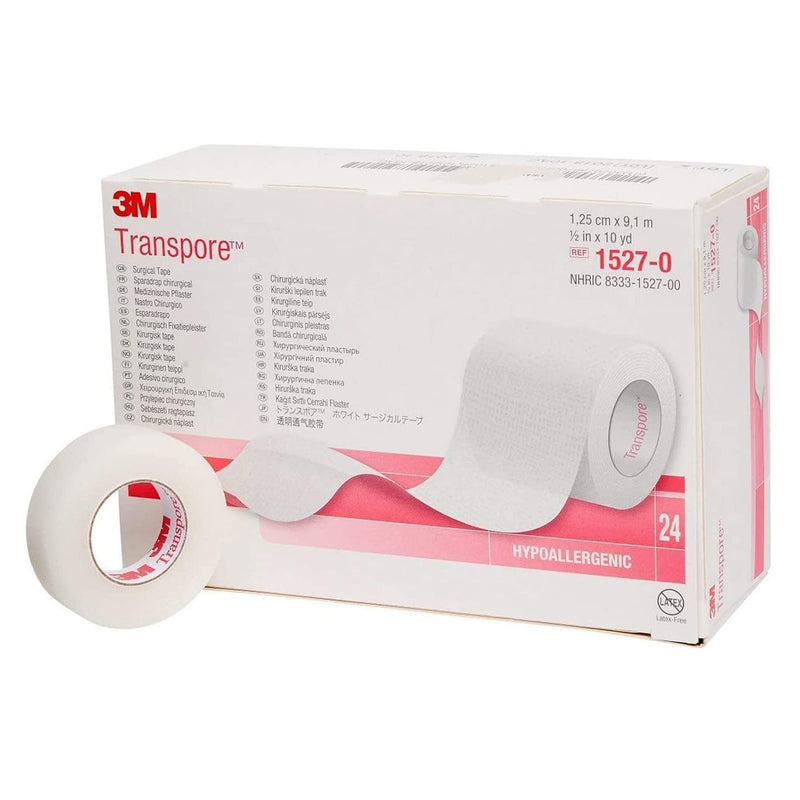 [Australia - AusPower] - Part#3M-1527-0 3M Transpore Medical/Surgical Tape 1/2 Inch x 10 Yards (1.25 cm x 9.14 m) Clear, Porous, Plastic, Hypoallergenic, Water-Resistant - 1/Box of 24 Rolls 