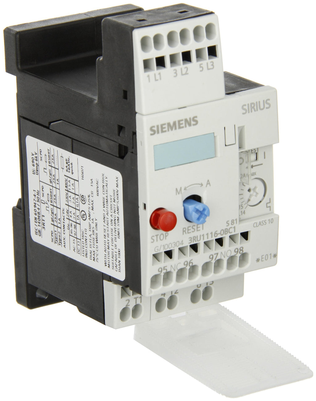 [Australia - AusPower] - Siemens 3RU11 16-0BC1 Thermal Overload Relay, For Separate Installation, Size S00, 0.14-0.2A Setting Range 