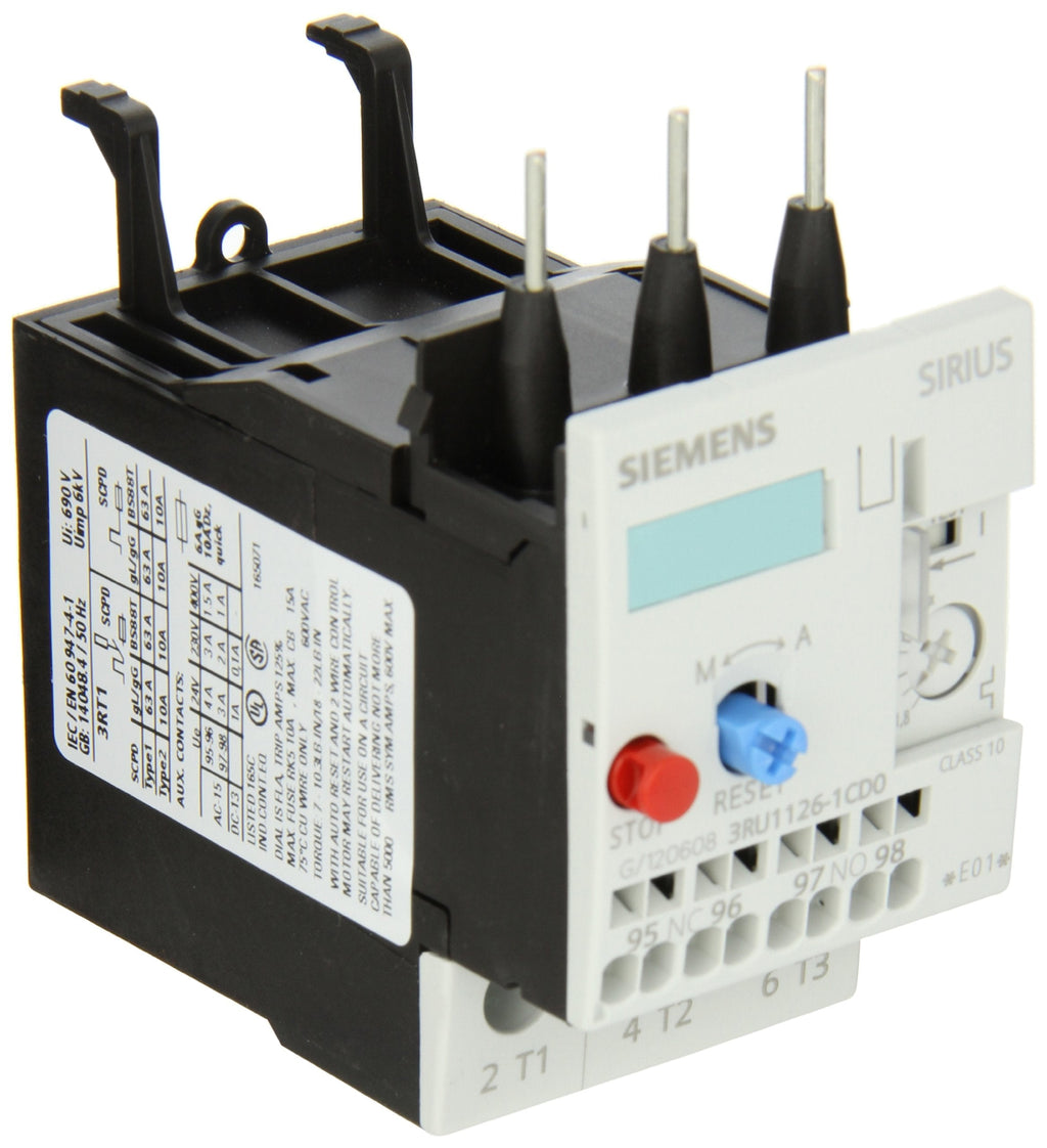 [Australia - AusPower] - Siemens 3RU11 26-1CD0 Thermal Overload Relay, For Mounting Onto Contactor, Size S0, 1.8-2.5A Setting Range 