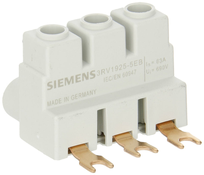 [Australia - AusPower] - Siemens 3RV19 25-5EB Three Phase Feeder Terminal for Constructing Type E Starters, Connection From Top, 2.5-25 Solid or Stranded, 4-16 Finely Stranded With End Sleeve, 10-4 AWG Cables, 2-4Nm Tightening Torque 