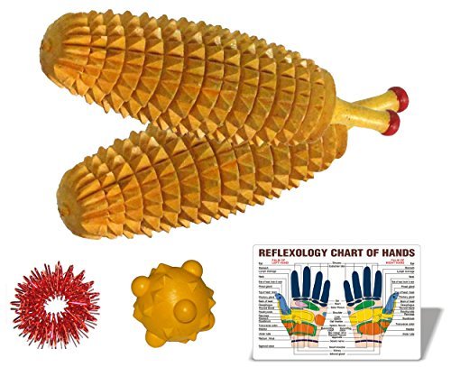 [Australia - AusPower] - Wooden Ancient Acupressure Spiked Hand Massager Set of 2 Pcs 