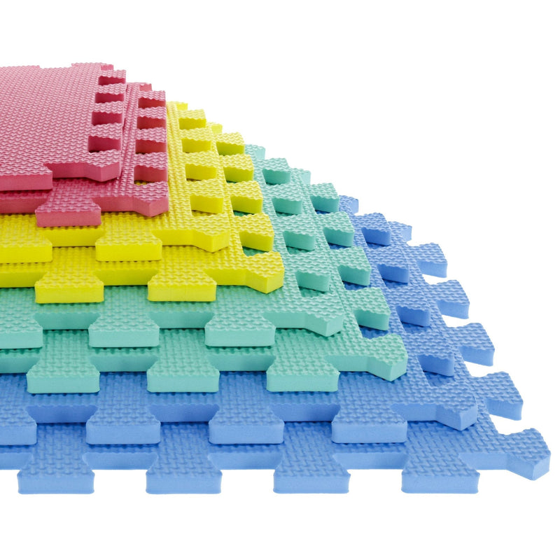 [Australia - AusPower] - Foam Mat Floor Tiles, Interlocking EVA Foam Padding by Stalwart Â– Soft Flooring for Exercising, Yoga, Camping, Kids, Babies, Playroom Â– 8 Piece Set, Multi-Color, 12.4" X 12.4" X 0.375" (80-32321) 