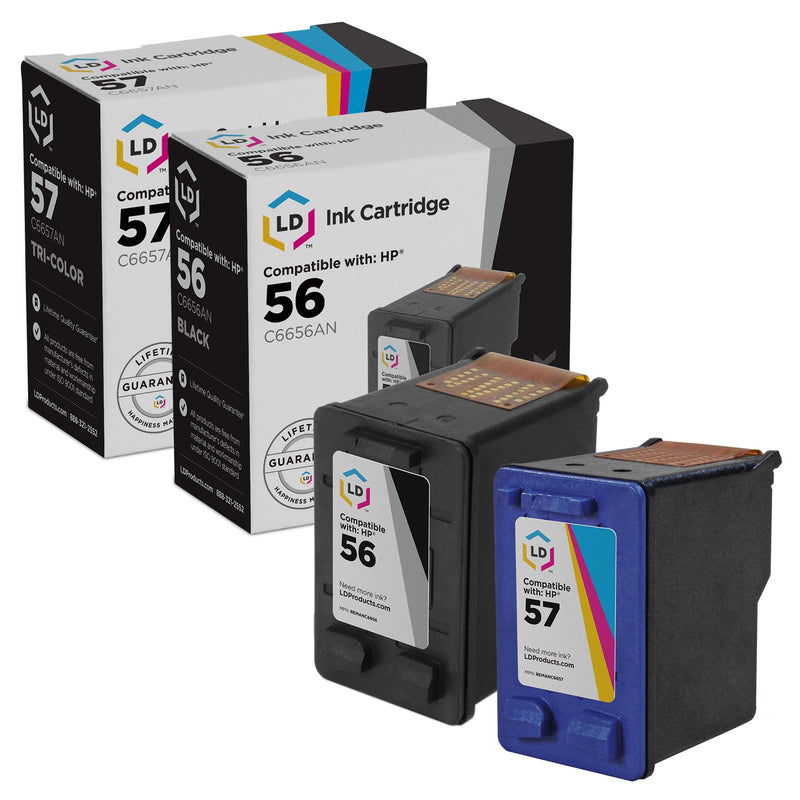 [Australia - AusPower] - LD Products Remanufactured Ink Cartridge Replacement for HP 56 & HP 57 (1 Black, 1 Color, 2-Pack) for use in DeskJet: 450, 450cbi, 450ci, 450wbt, 5150, 5150w, 5550, 5650, 5650w, 5850, 5850w & 9650 