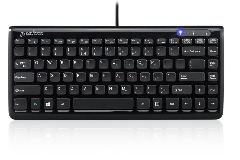 [Australia - AusPower] - Perixx PERIBOARD-407B US, Wired USB Mini Keyboard with 11 Hot Keys - Glossy Black - US English Layout Wired Black 