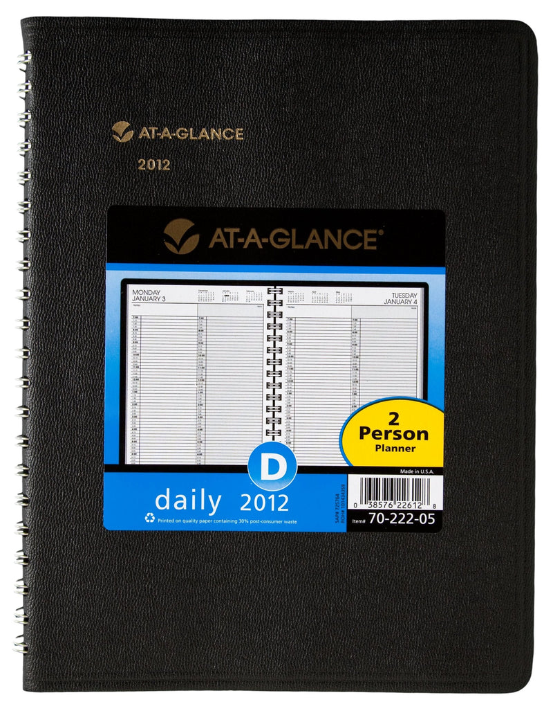[Australia - AusPower] - AT-A-GLANCE Recycled Two Person Daily Appointment Book, 8 x 11 Inches, Black, 2012 (70-222-05) 