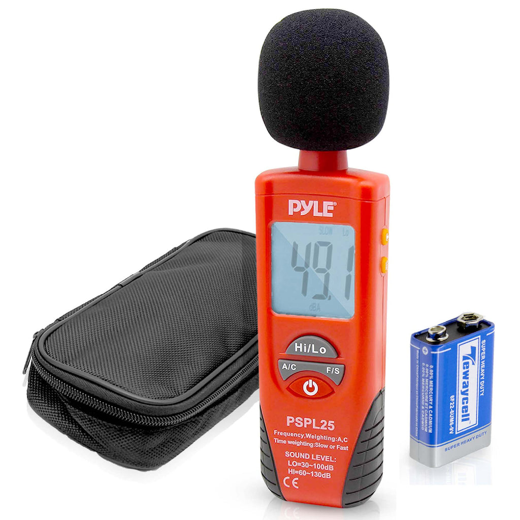 [Australia - AusPower] - Digital Handheld Sound Level Meter - Meter Automatic with A and C Frequency Weighting for Musicians and Sound Audio Professionals, 9V Battery Type - Pyle SPL25, Red/Black (PSPL25) 