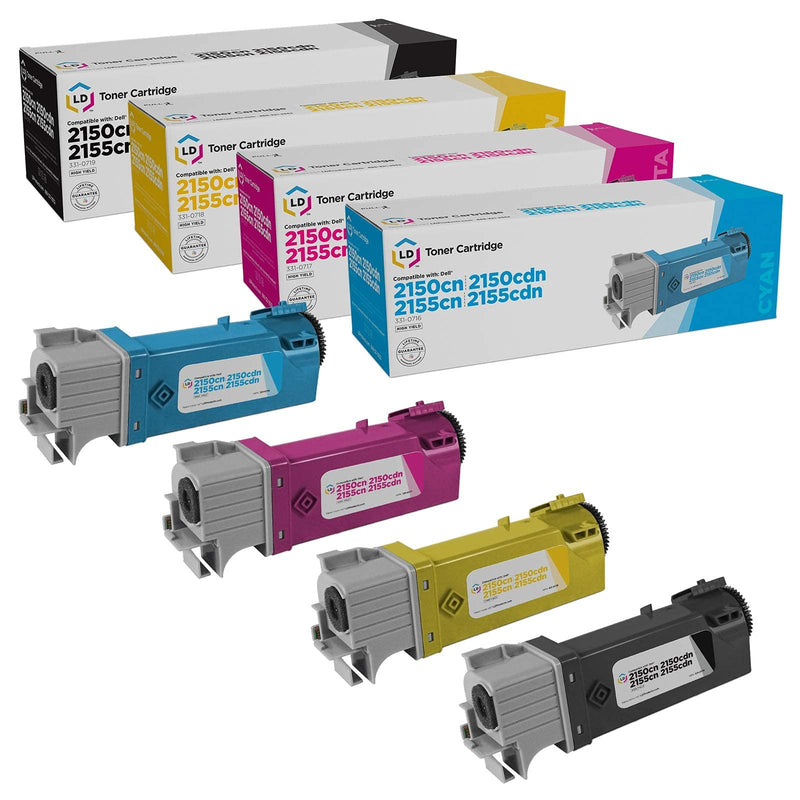 [Australia - AusPower] - LD Products Compatible Toner Cartridge Replacements for Dell Color Laser 2150 & Dell Multi-Function 2155 High Yield (Black, Cyan, Magenta, Yellow, 4-Pack) 
