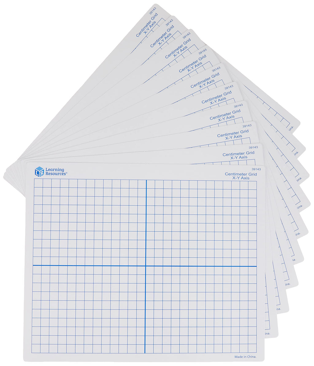 [Australia - AusPower] - Learning Resources 9"X 11" Double Sided x-Y Axis Dry Erase Mats, Graphing, Math Classroom Accessories, Teaching Aids, Set of 10, Ages 6+ 