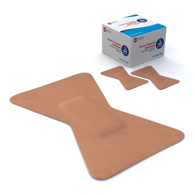 [Australia - AusPower] - Dynarex Adhesive Bandage, Fabric Fingertip, 1.75 Inches x 3 Inches Sterile, 100 Count (Pack of 2) 