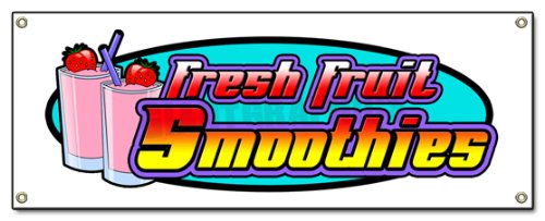 [Australia - AusPower] - 72" Smoothies Banner Sign Fresh Fruit Smoothie Signs 24''x72" 