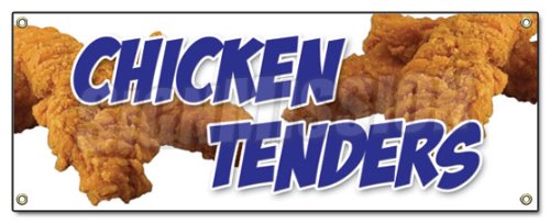 [Australia - AusPower] - Chicken Tenders Banner 18" X 48" Heavy Duty 13 Oz Vinyl Banners with Grommets Single Sided 18''x48" 