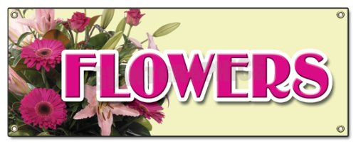 [Australia - AusPower] - Flowers Banner Sign Floral Flower Shop Sign Signs 18''x48" 