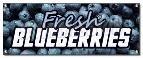 [Australia - AusPower] - Fresh Blueberries Banner Sign Fruit Stand cart Sign 