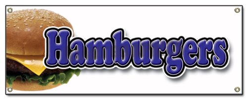 [Australia - AusPower] - Hamburger Banner Sign Cheeseburger cart Signs 18''x48" 