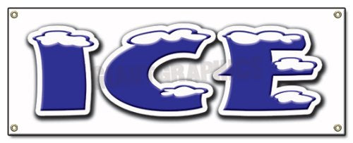 [Australia - AusPower] - Ice Banner Sign Cold Store Machine Signs Chest 18''x48" 