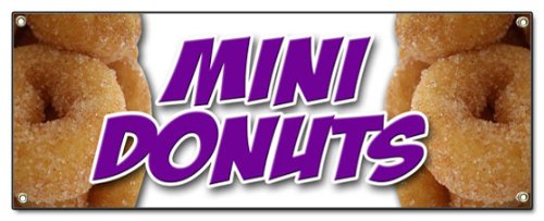 [Australia - AusPower] - Mini Donuts Banner Sign Donut Fried Dough Sugar Chocolate Mini Powdered Cinnamon Doughnut Doughnuts minature Signs 