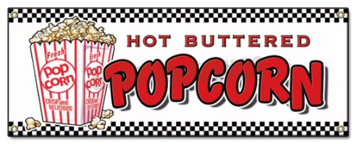 [Australia - AusPower] - Popcorn Banner Sign Stand cart Concession Signs 18''x48" 
