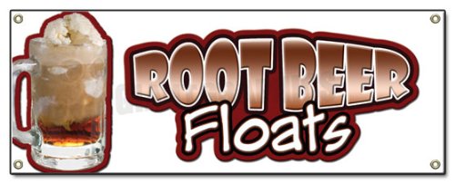[Australia - AusPower] - Root Beer Floats Banner Sign Rootbeer Float Mug Signs 18''X 48" 