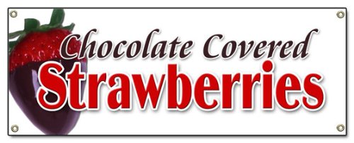 [Australia - AusPower] - Chocolate Covered Strawberries Banner Sign Candy Dipped Chocolatier Sweet 18''x48" 