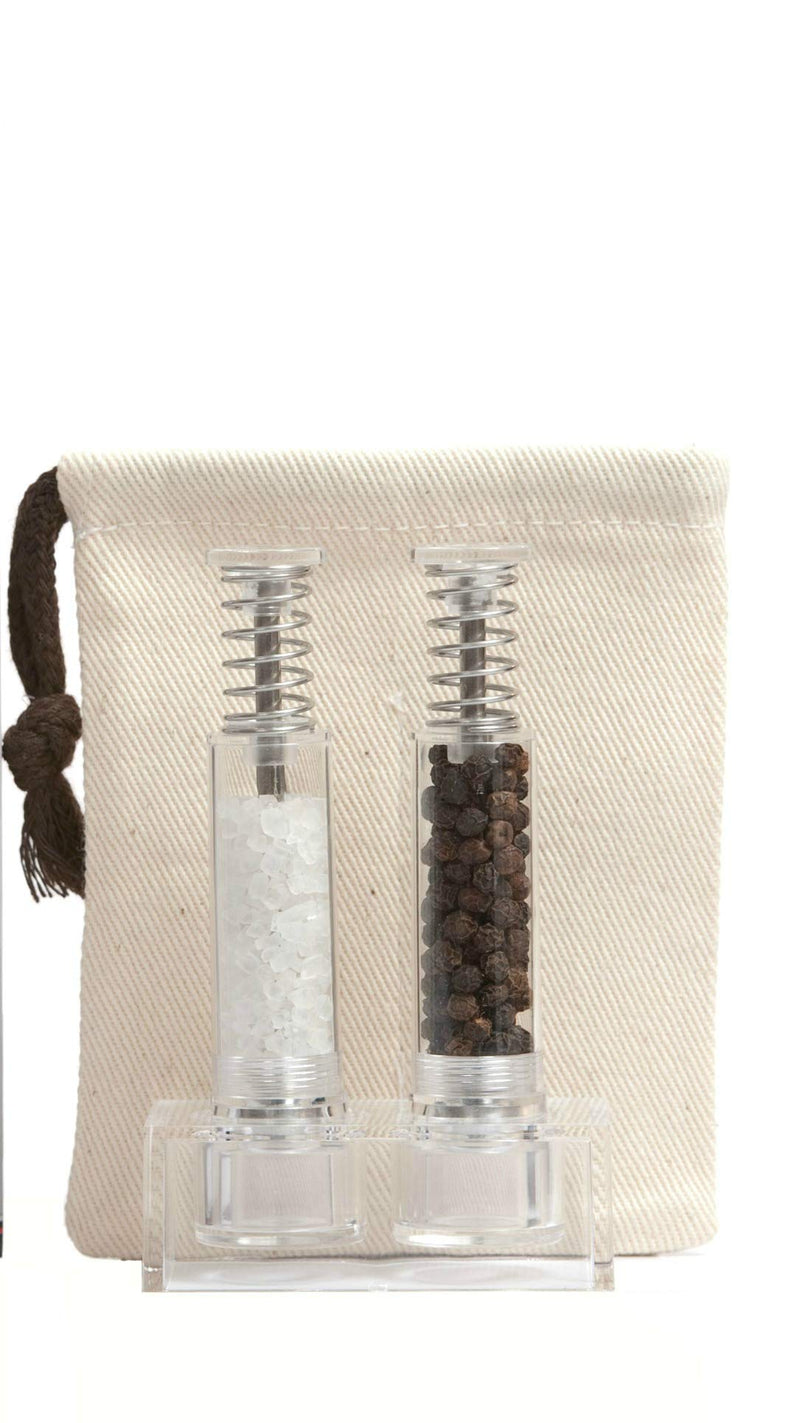 [Australia - AusPower] - Travel Salt And Pepper Grinder Set, Grind Gourmet Original Pump & Grind Salt and Pepper Push It, Spice Grinder (Clear) Clear 