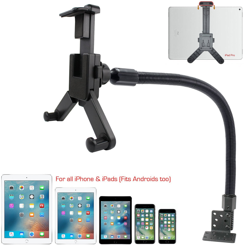 [Australia - AusPower] - Heavy Duty Universal Tablet/Smartphone Floor Seat Hard install Bolt or Drill ELD Mount for Car Truck Limo Fleet Van Truck/Trucker.Fits all Tablets iPad Pro Mini Galaxy Tab Surface Ellipsis & Smartphones 