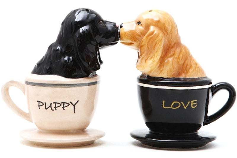 [Australia - AusPower] - Pacific Trading Kissing Cocker Spaniel Pups in Tea Cups Magnetic Salt and Pepper Shakers Set 